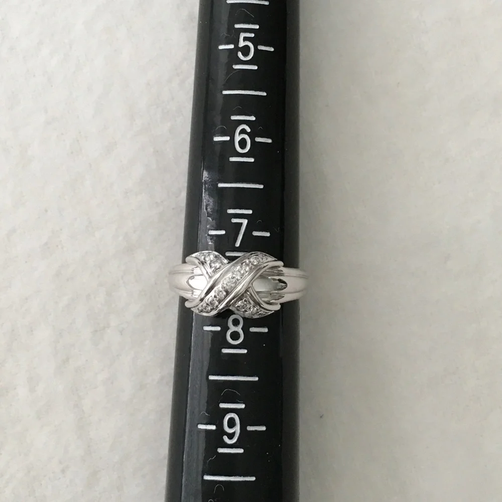 TIFFANY & CO. Vintage Diamond 18K Signature X Crossover Ring Size 7.5 - Picture 5 of 15